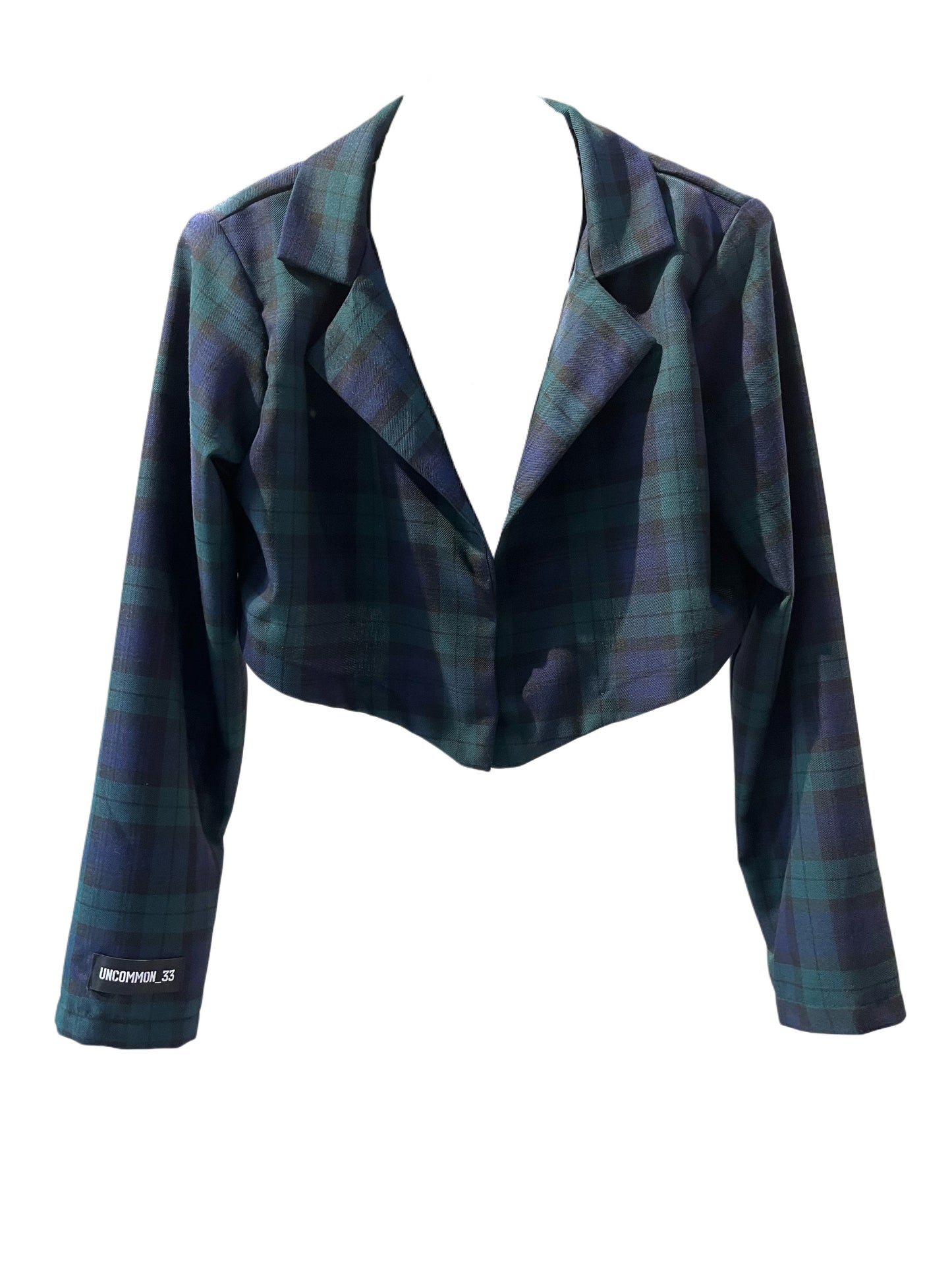 V shape tartan blazer top / Green