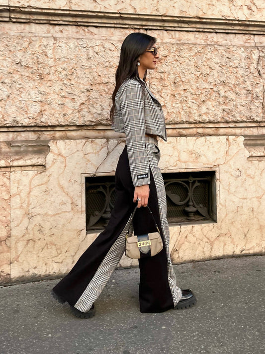 Tailored Tartan Pants / Grey