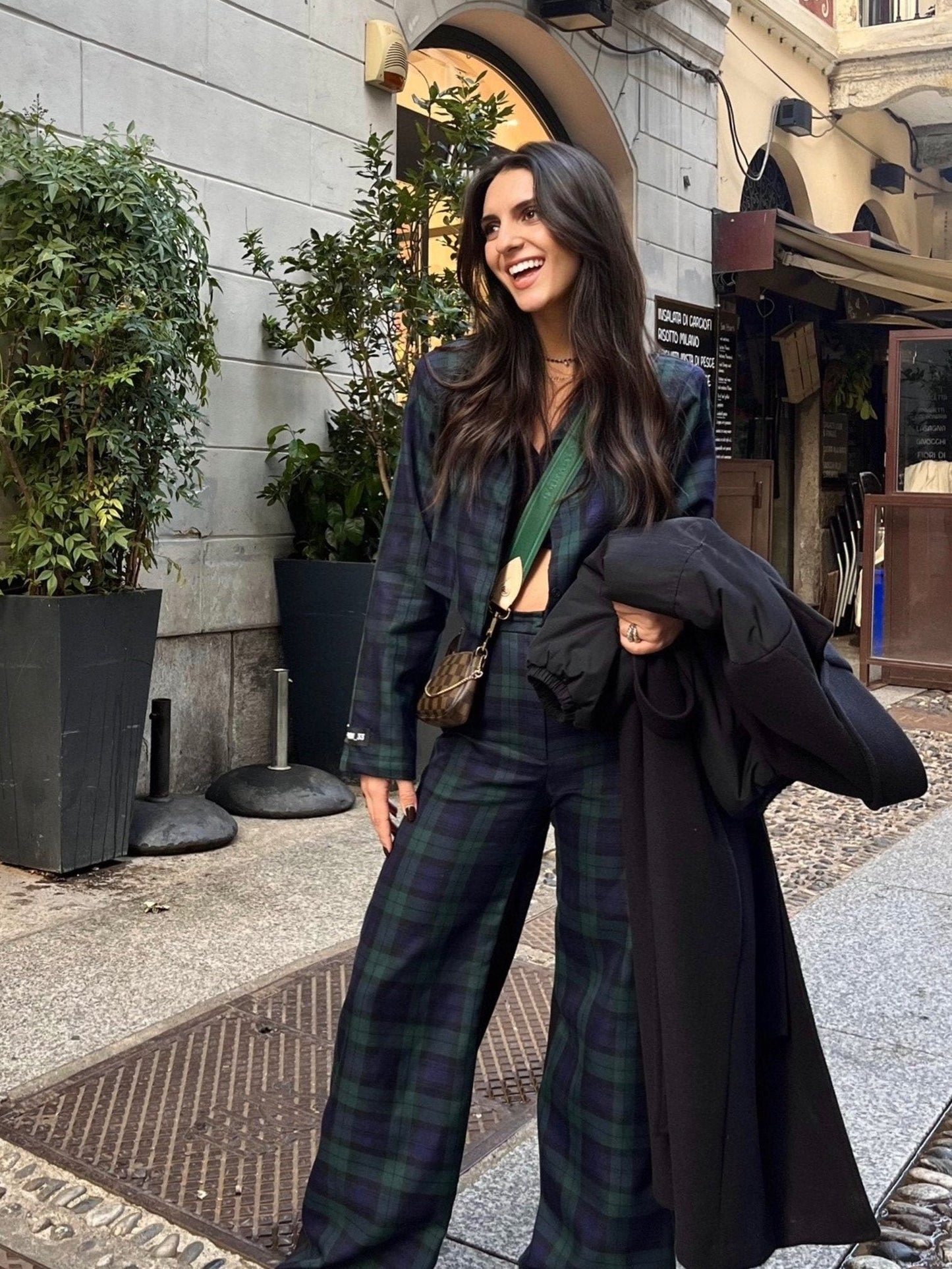 Tailored Tartan Pants / Green