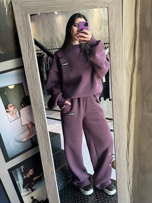 Wide Leg Jogger / Aubergine