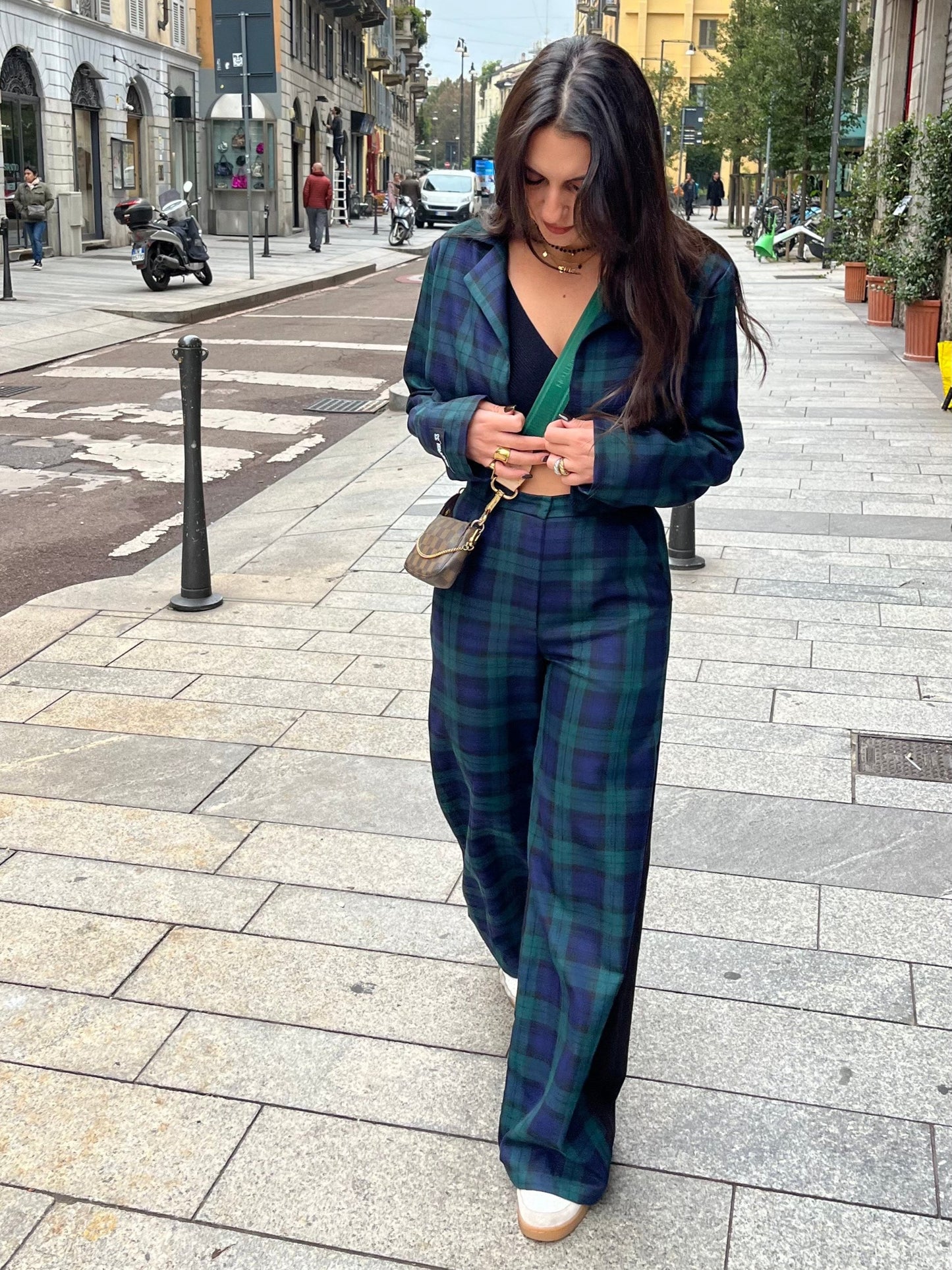 Tailored Tartan Pants / Green