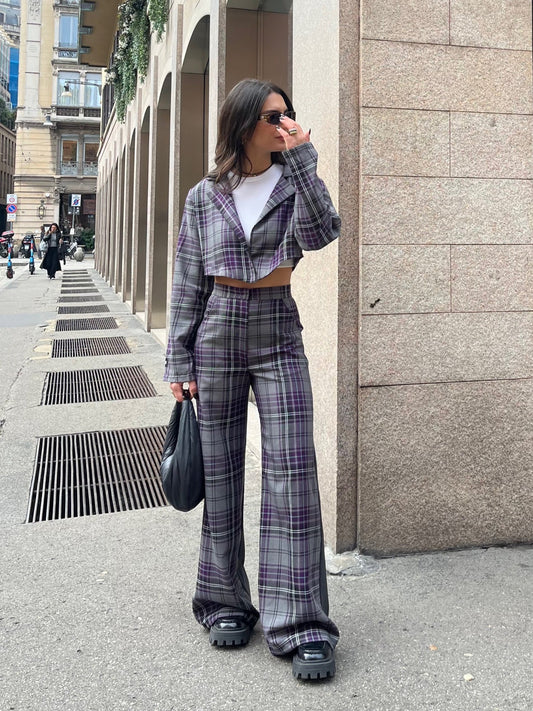 Tailored Tartan Pants / Purple